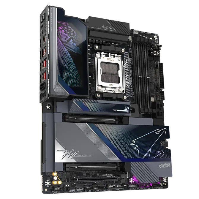 Материнская плата Gigabyte X870E AORUS MASTER X3D (X870E A MASTER X) [AM5, AMD X870E, 4xDDR 5, 3xM.2, 3xPCI-E x16, Standard-ATX]