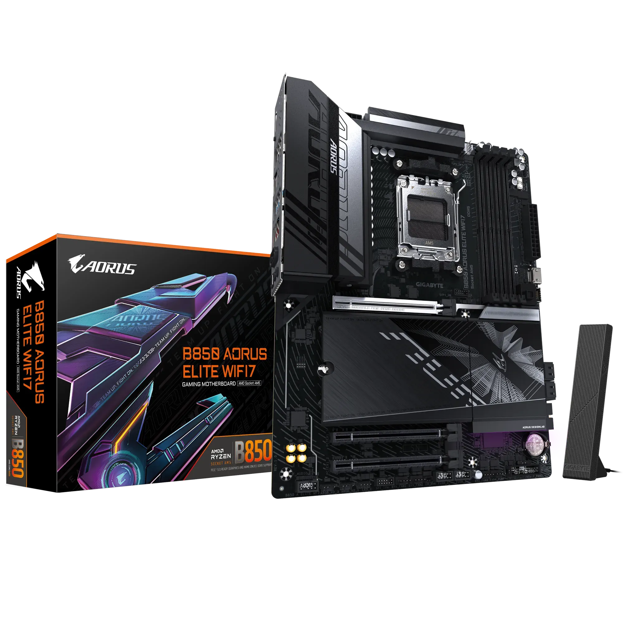 Материнская плата Gigabyte B850 AORUS ELITE WIFI7 [AM5, AMD B850, 4xDDR 5, 3xM.2, 3xPCI-E x16, Standard-ATX]