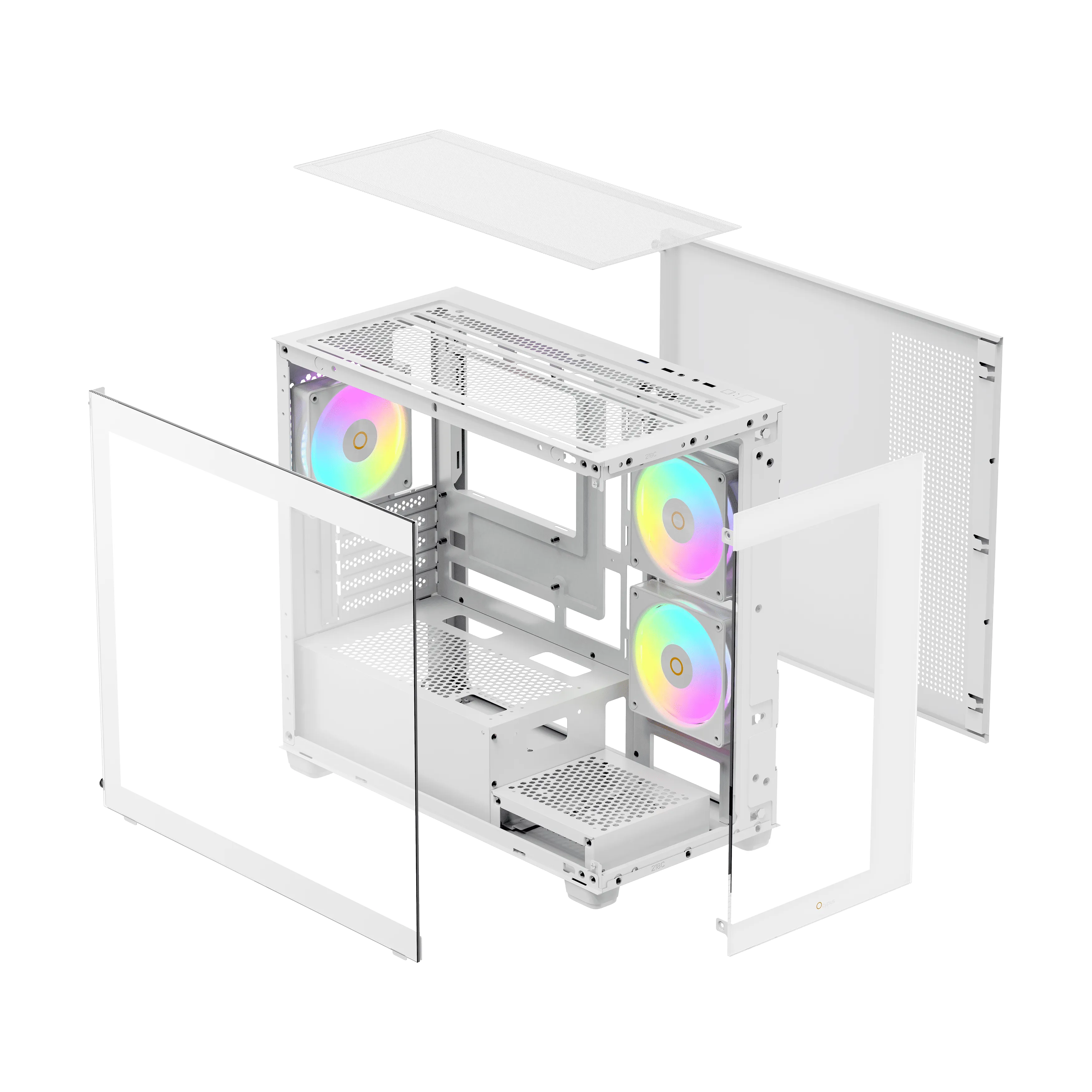 Корпус Ocypus Gamma C52 WH ARGB (Gamma-C52-WHD300XX-GL) [Mini Tower, 120 мм x 3 ARGB, белый]