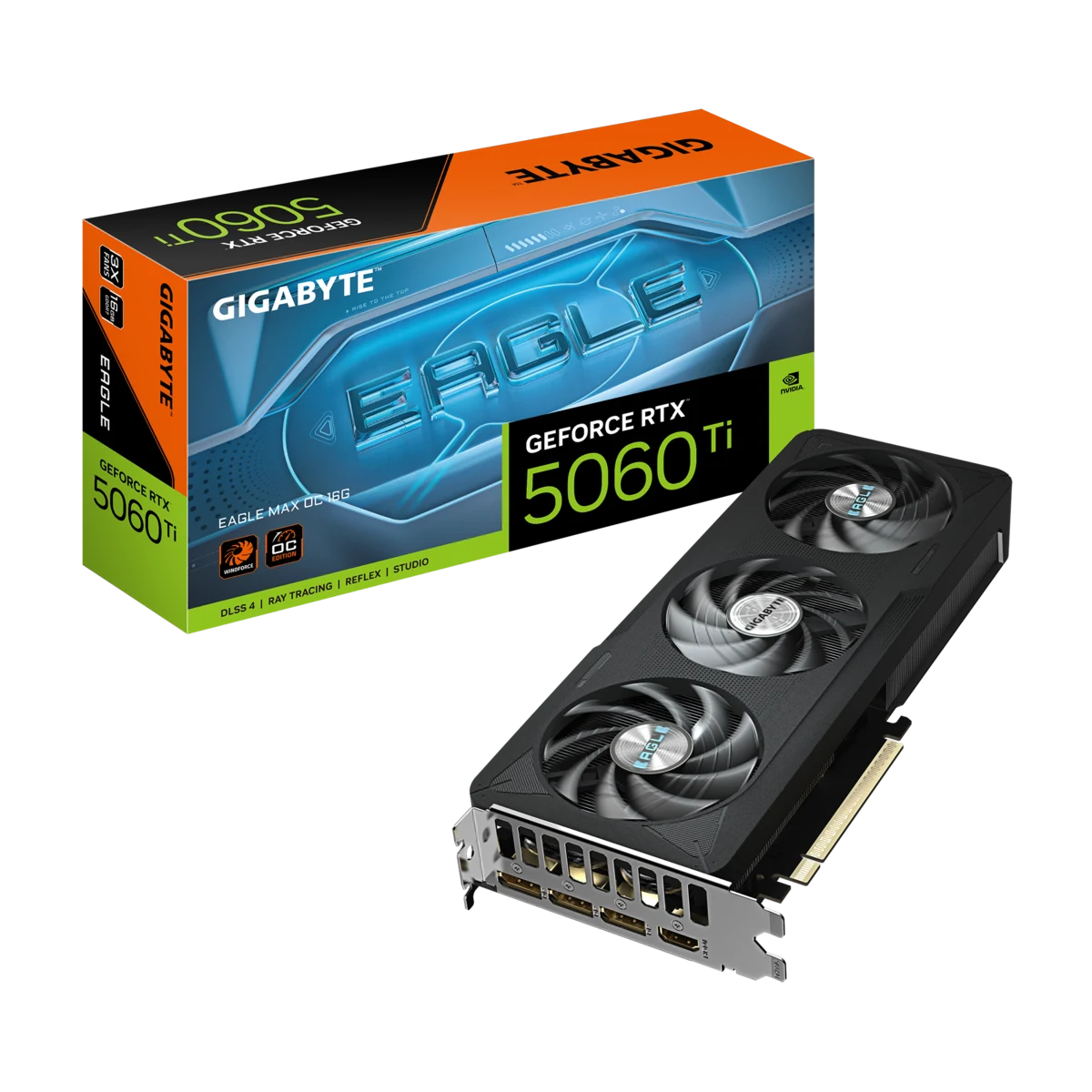 Видеокарта Gigabyte RTX5060Ti EAGLE MAX OC 16G (GV-N506TEAGLEMAX OC-16GD) [16 ГБ, GDDR7, 128 бит, HDMI, DisplayPort (3 шт)]
