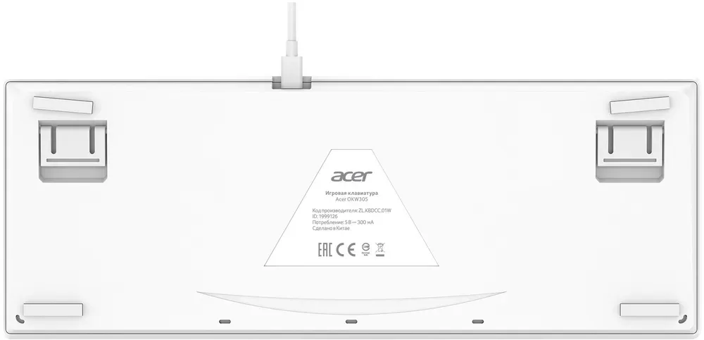 Клавиатура Acer OKW305 (ZL.KBDCC.01W) [механическая, проводная, RGB подсветка, белая]