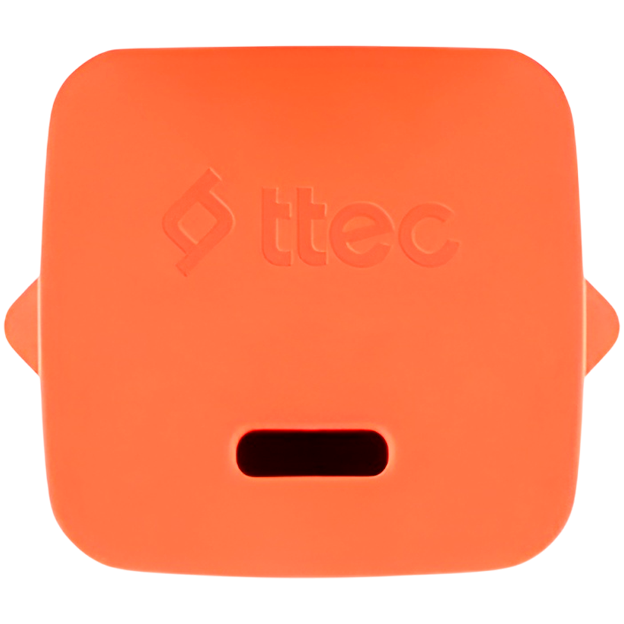 ttec SmartCharger GAN 20W PD (2SCG20LNT) Travel Fast Charger + USB-C - Lightning Cable 120cm, Neon Orange