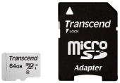 Карта памяти MicroSDXC Transcend (TS64GUSD300S-A), 64GB/ Class 10/ U1/ С адаптером