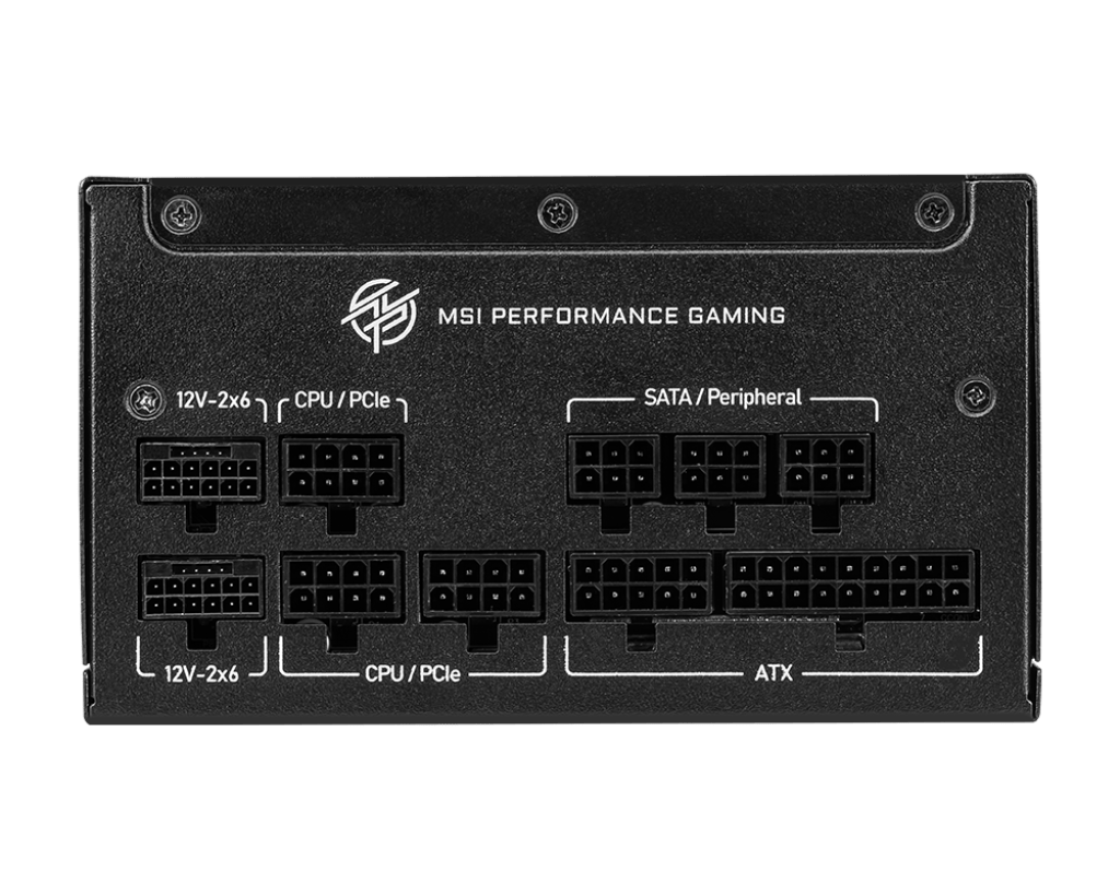 Блок питания MSI MPG A1250GS PCIE5 [1250 Вт, 80 PLUS Gold, 8x SATA, 1x 6+2 pin, 2 x 16 pin (12VHPWR) PCIe, 2x 4+4 pin CPU, ATX]