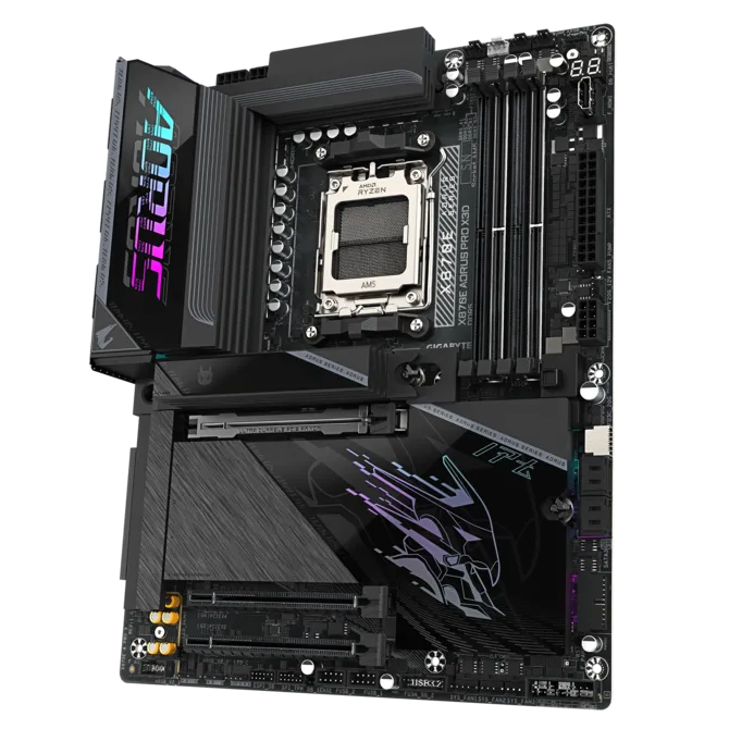 Материнская плата Gigabyte X870E AORUS PRO X3D (X870E A PRO X) [AM5, AMD X870E, 4xDDR 5, 4xM.2, 3xPCI-E x16, Standard-ATX]