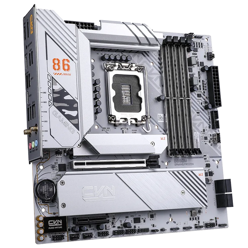 Материнская плата Colorful CVN B860M GAMING FROZEN V20 [LGA 1851, Intel B860, 4xDDR 5, 3xM.2, 1xPCI-E x16, Micro-ATX]