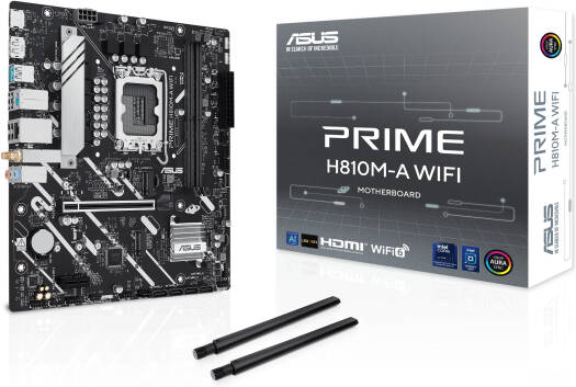 Материнская плата Asus PRIME H810M-A WIFI [LGA 1851, Intel H810, 2xDDR 5, 2xM.2, 1xPCI-E x16, Micro-ATX]