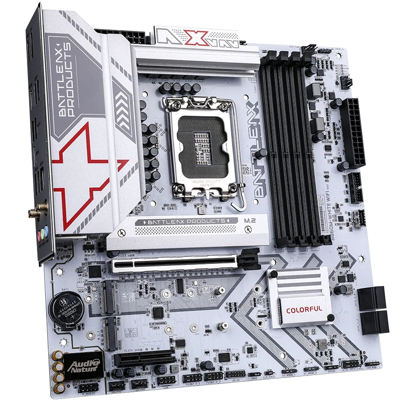 Материнская плата Colorful BATTLE-AX B860M-WHITE V20 [LGA 1851, Intel B860, 4xDDR5, 3xM.2, 1xPCI-E x16, Micro-ATX]