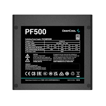 Блок питания DeepCool PF500 500 Вт, 80 PLUS Standart, 3x SATA, 2x 6+2 pin PCIe, 1x 4+4 pin CPU, EPS