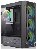 Корпус ПК без БП, Wintek Rainbow K106 TG, чёрный  - купить в интернет-магазине Forcecom.kz Корпус ПК без БП, Wintek Rainbow K106 TG, чёрный
