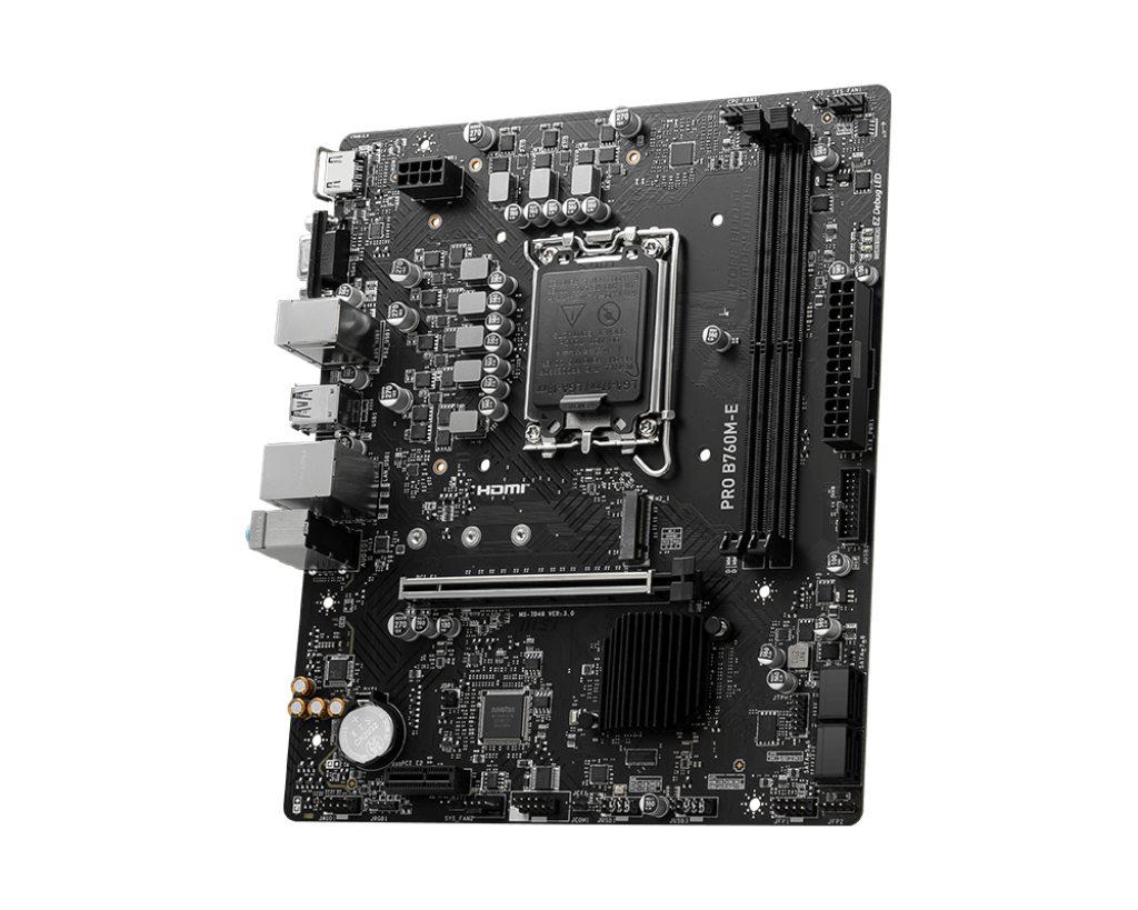 Материнская плата MSI PRO B760M-E [LGA 1700, Intel B760, 2xDDR 5, 1xM.2, 1xPCI-E x16, Micro-ATX]