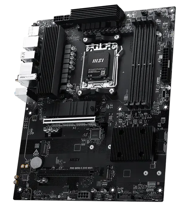 Материнская плата MSI PRO B850-S EVO WIFI [AM5, AMD B850, 4xDDR 5, 3xM.2, 1xPCI-E x16, Standard-ATX]