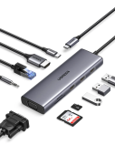 Конвертер Ugreen CM498 USB-C Хаб, 10-в-1 (4K HDMI &amp; VGA), (15601)