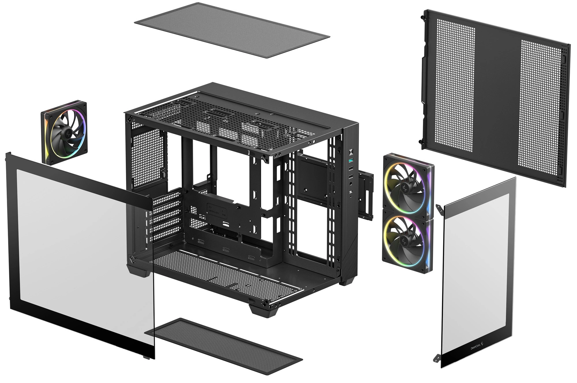 Корпус DeepCool CG330 3F (R-CG330-BKNGM3-G) [Mini Tower, 3 x 120 мм ARGB, Черный]
