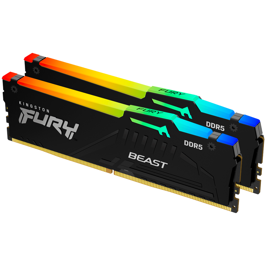 Комплект оперативной памяти Kingston FURY Beast RGB (KF560C30BBEAK2-64) [64 ГБ, DDR 5, 6000 МГц, 1.1 В, подсветка, KIT]