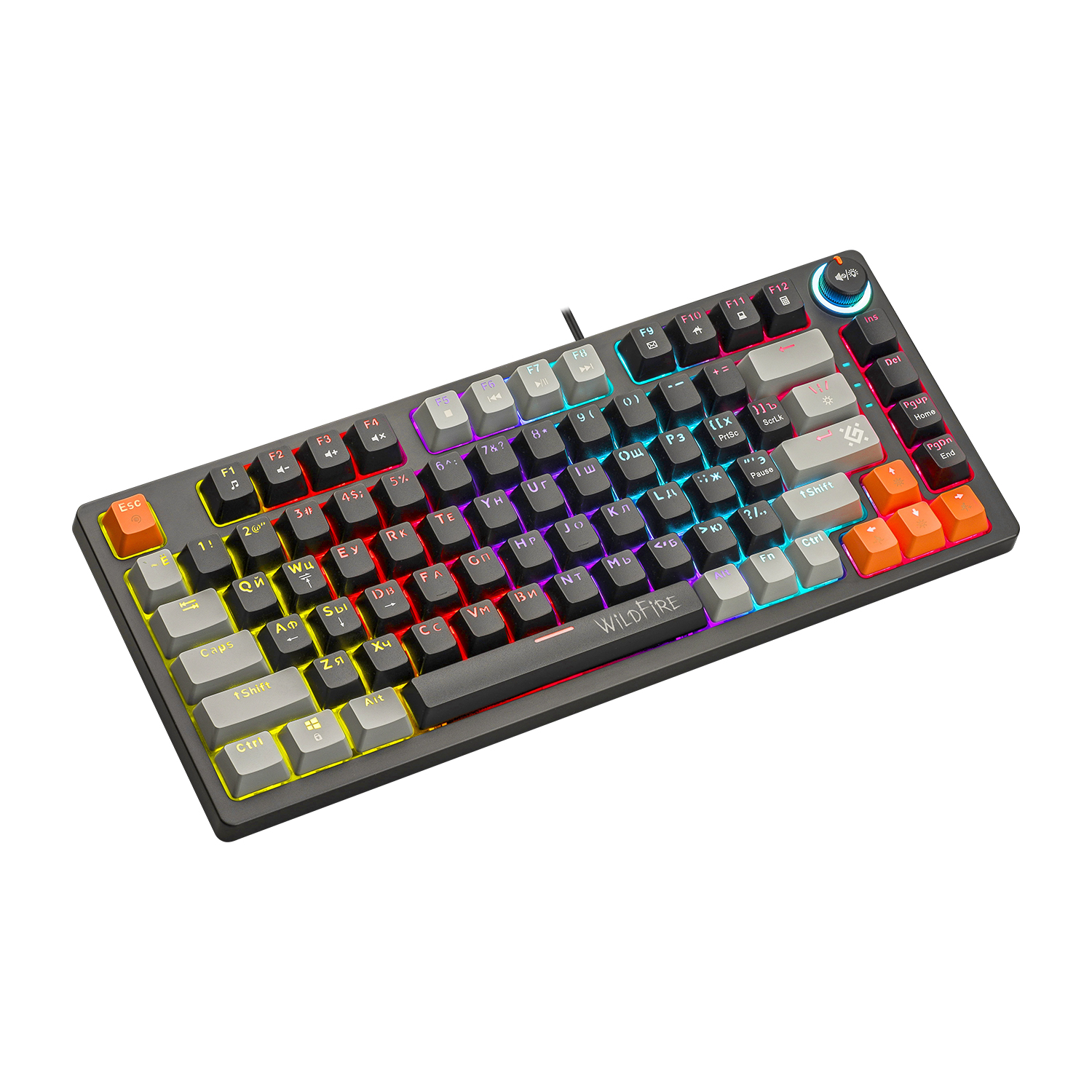 Клавиатура Defender Wildfire GK-213 (45213) [мембранная, проводная, RGB подсветка, серая]