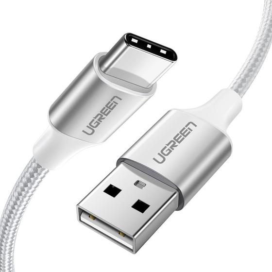 Кабель UGREEN US288 USB-A 2.0 to USB-C Cable Nickel Plating Aluminum Braid 1.5m (White), 60132