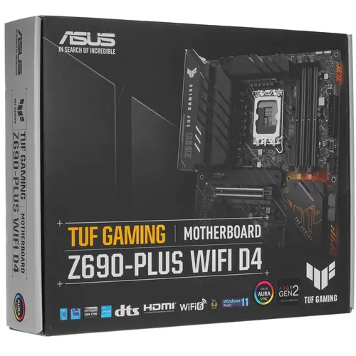 Материнская плата ASUS TUF GAMING Z690-PLUS WIFI D4 [LGA 1700, Intel Z690, 4xDDR 4, 4xM.2, 2xPCI-E x16, Standard-ATX]