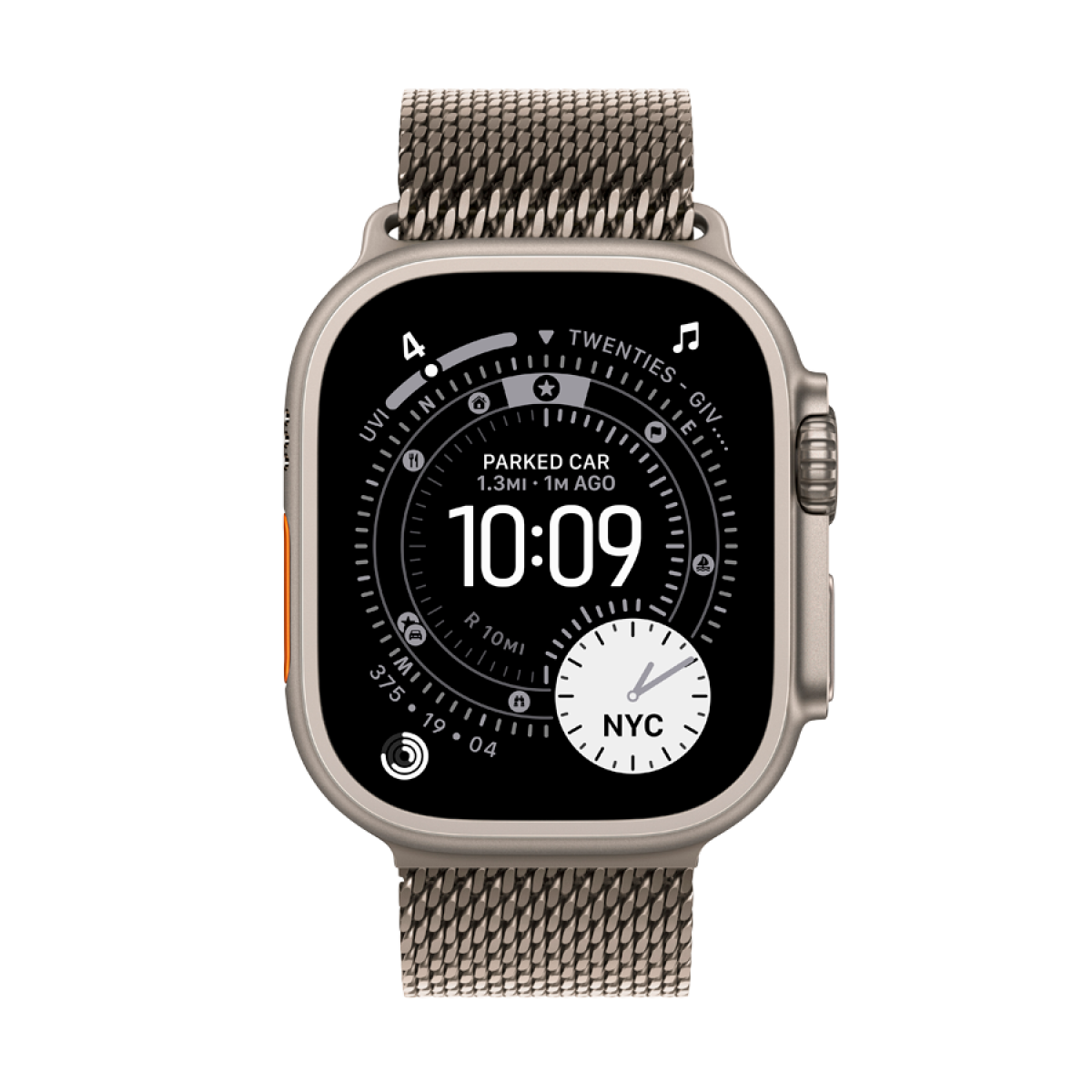 Apple Watch Ultra 3 GPS + Cellular 49mm (MF0E4QR/A) Natural Titanium Case with Natural Titanium Milanese Loop - Large, Model A3281, серебристый