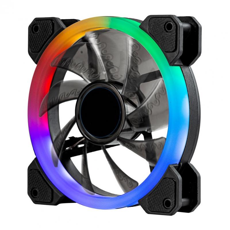 Вентилятор для корпуса Wintek SR1251-02, 120mm, 1200rpm, 24 db, 12 LED Ring Rainbow, 3+4 pin - купить по цене 2 230 тг. в интернет-магазине Forcecom.kz