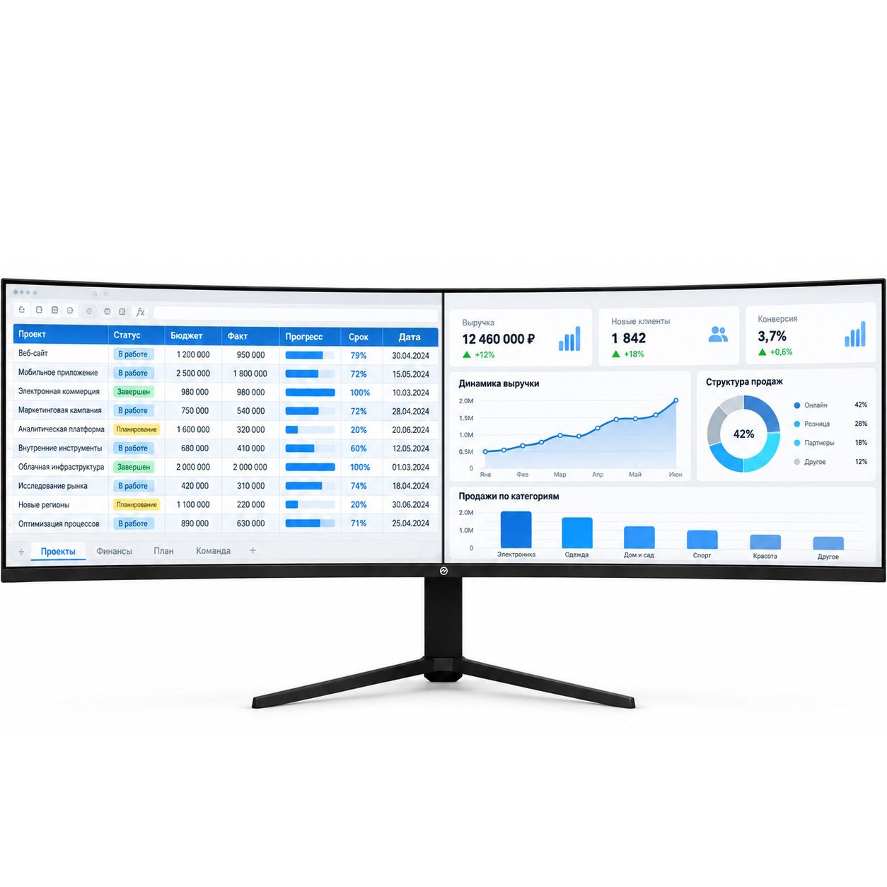 Монитор ONVYX ONMR494K200P169PR [49", VA, 5120x1440, 240 Гц, 3/5 мс, HDMI x2, DisplayPort x2]
