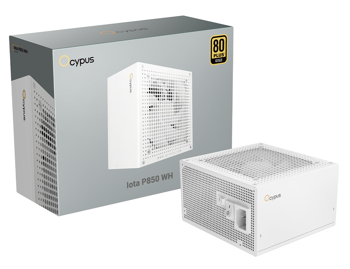Блок питания Ocypus Iota P850 White (IOTA-P850-G1FFWH025X-EU) [850 Вт, 80 PLUS Gold, 8x SATA, 1 x 16 pin (12VHPWR), 3 x 6+2 pin PCIe, 2x 4+4 pin CPU, ATX]