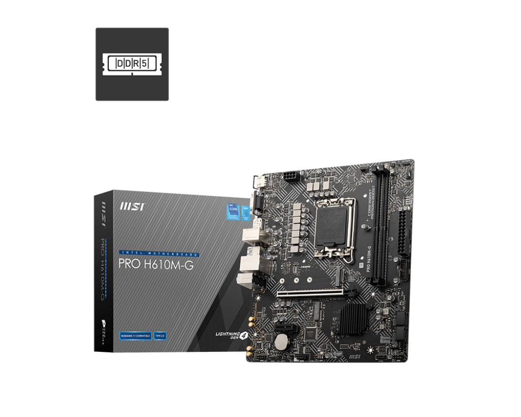 Материнская плата MSI PRO H610M-G [LGA 1700, Intel H610, 2xDDR 5, 1xM.2, 1xPCI-E x16, Micro-ATX]
