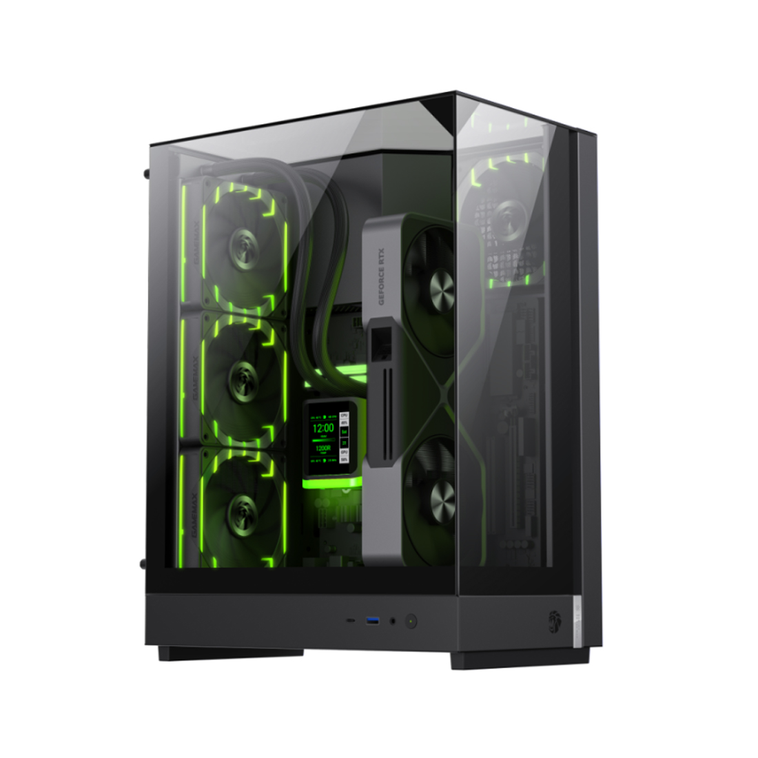 Корпус GameMax T20 Black (9101-1000R0001) [Midi Tower, 2х 120 мм ARGB, черный]