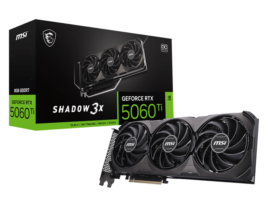 Видеокарта MSI GeForce RTX 5060 Ti 8G SHADOW 3X CLASSIC (G506T-8S3CA) [8 ГБ, GDDR7, 128 бит, HDMI, DisplayPort (3 шт)]