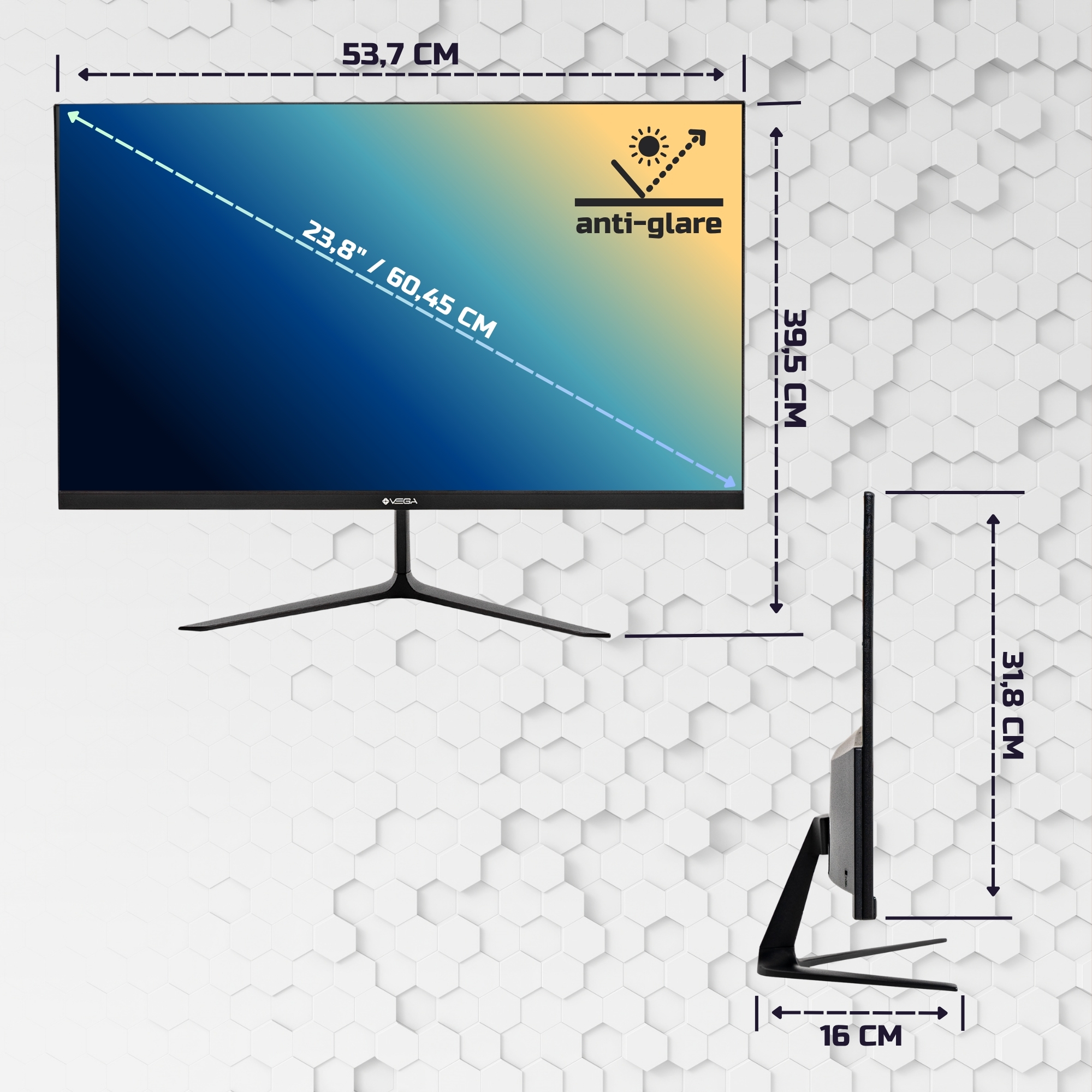 Монитор Vega VHF238-200CA [23.8", IPS, 1920x1080, 200 Гц, 2 мс, HDMI, DisplayPort]