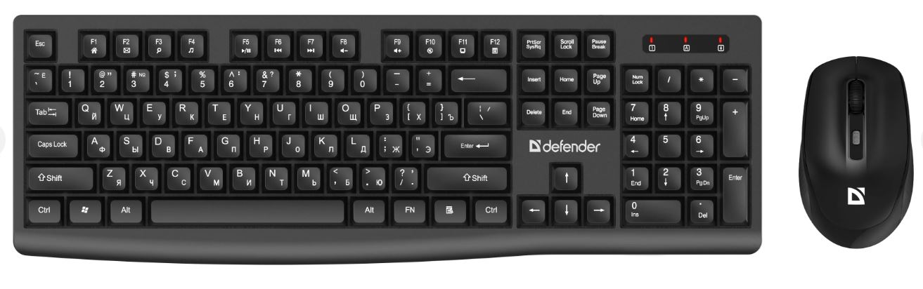 Клавиатура+мышь Defender Seoul C-972 RU (45972) [Мембранная, беспроводная, клавиш - 104, черная]