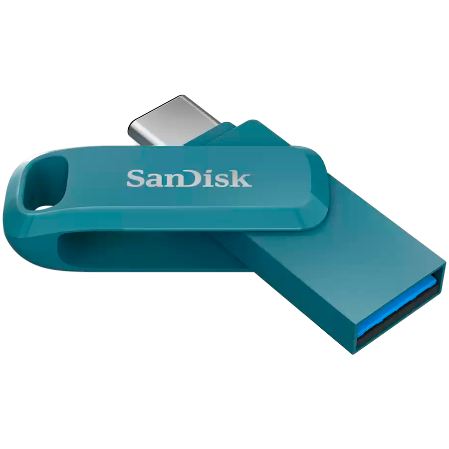 USB Флеш SanDisk Ultra Dual Drive Go USB Type-C (SDDDC3-128G-G46NBB), 128ГБ, 400 МБ/сек, Синий 