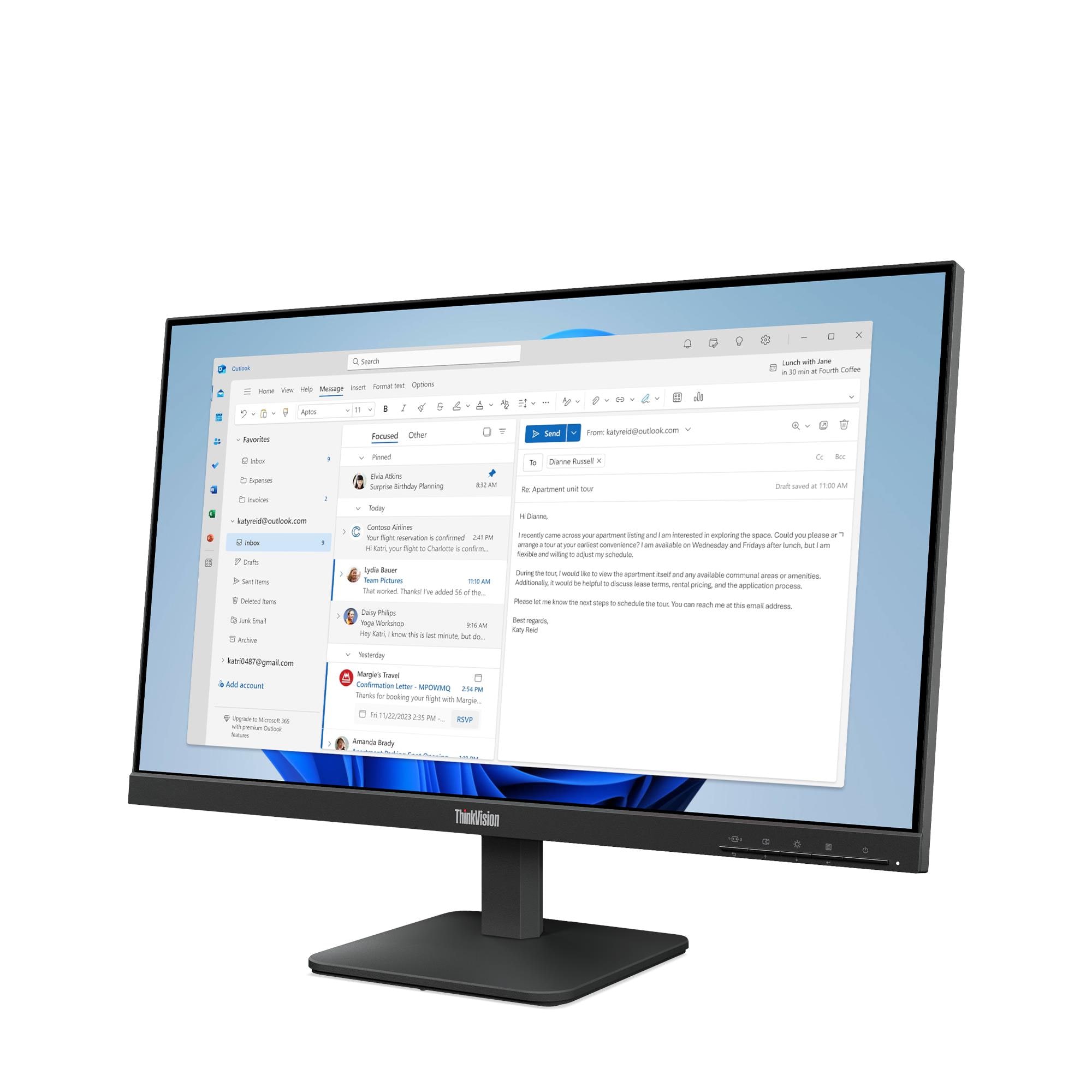 Монитор Lenovo ThinkVision S24-4e (64B5KAT1EU) [23.8", IPS, 1920x1080, 100 Гц, 4 мс, HDMI, VGA (D-Sub)]