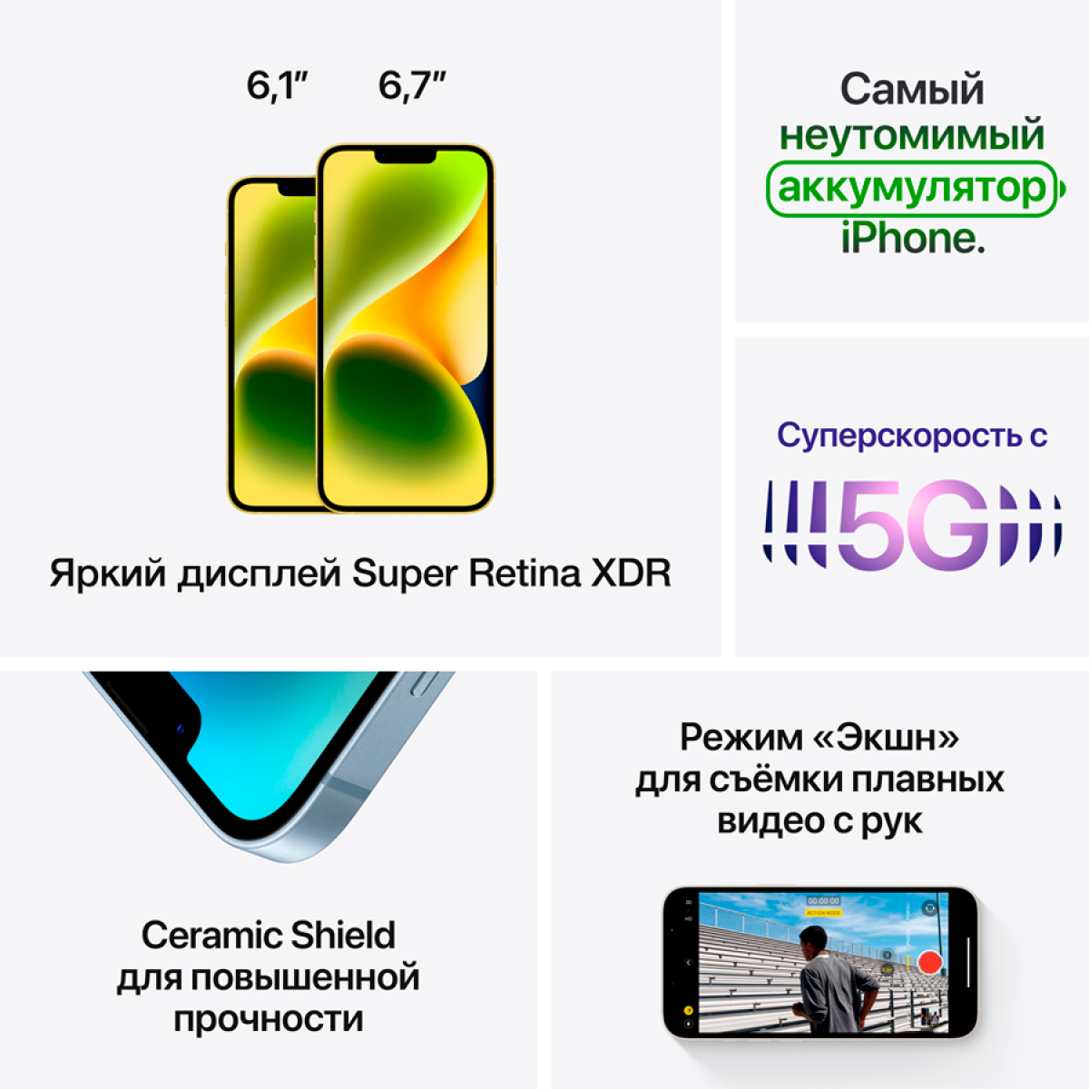 Смартфон Apple iPhone 14 [6.1", 128 ГБ, 6 ГБ, Черный]