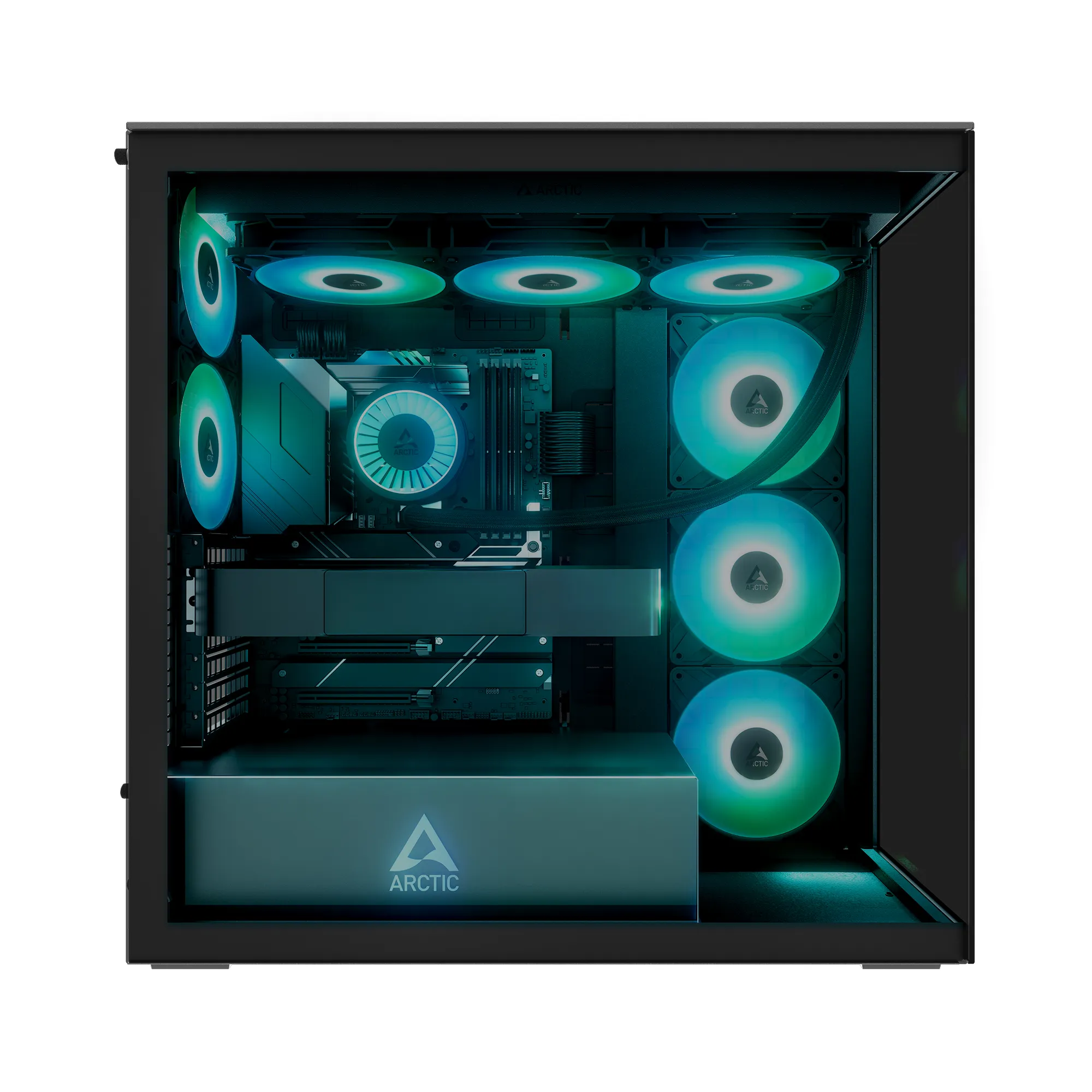 Корпус Arctic Xtender Black(Tinted Glass) (ACPCC00015A) [Full Tower, 2×120 мм + 3×140 мм A-RGB, Черный]