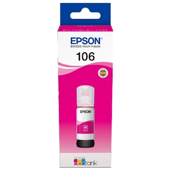 Контейнер с чернилами Epson C13T00R340 106 EcoTank, оригинальный, пурпурный, 70 мл