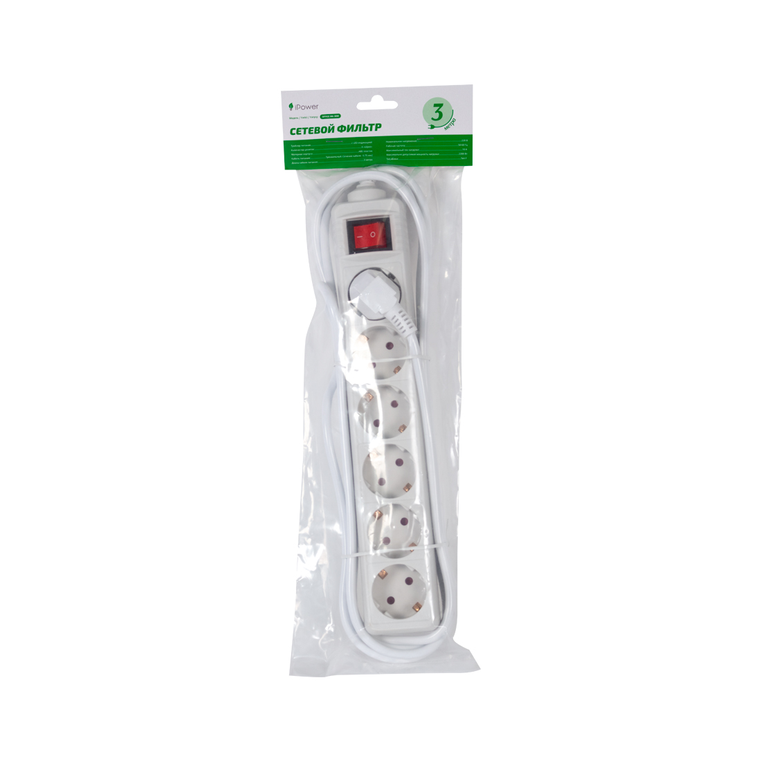 Сетевой фильтр iPower Office W6-30M 3 м. 220 в.