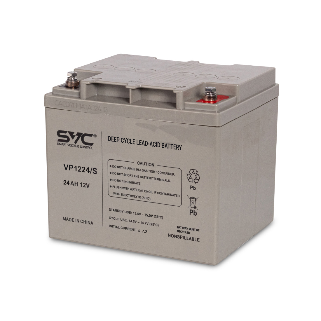 Аккумуляторная батарея SVC VP1224/S 12В 24 Ач (165*125*175) - купить по цене 33 440 тг. в интернет-магазине Forcecom.kz