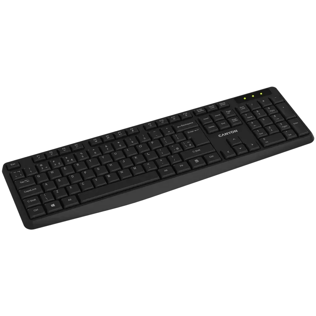 Клавиатура Canyon KB-W01 (CNE-CKEYW01-RU) [мембранная, беспроводная, черная]
