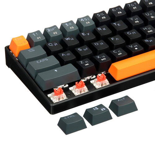 Клавиатура Defender Apex GK-002 (45002) [механическая, проводная, RGB подсветка, Outemu Red, серая]