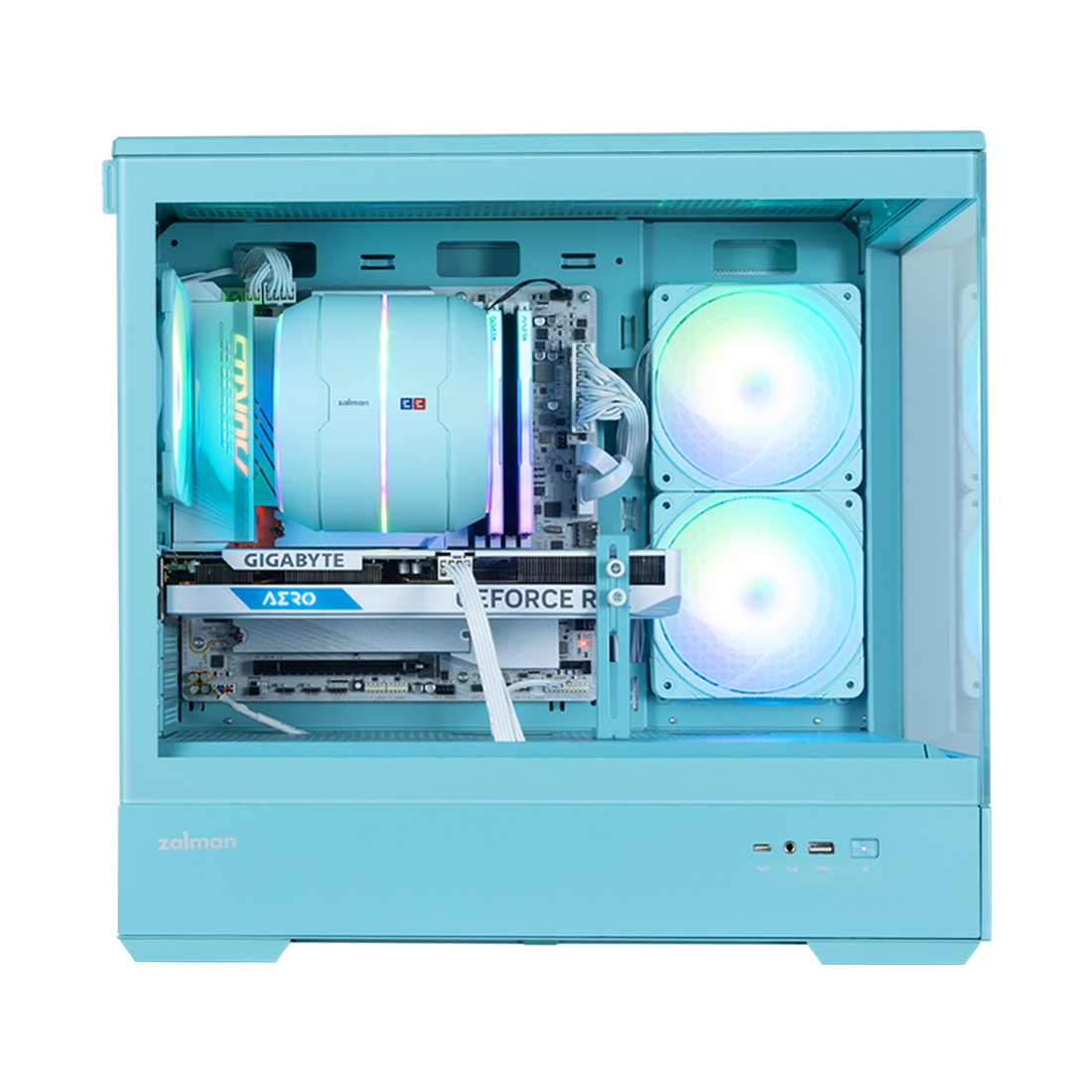 Корпус Zalman P30 MINT V2 [Mini Tower, 3 x 120 мм, бирюзовый]