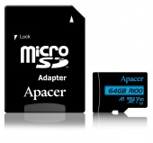 Карта памяти Apacer AP64GMCSX10U7-R с адаптером, 64GB/ Class 10/ U3 - купить по цене 3 180 тг. в интернет-магазине Forcecom.kz
