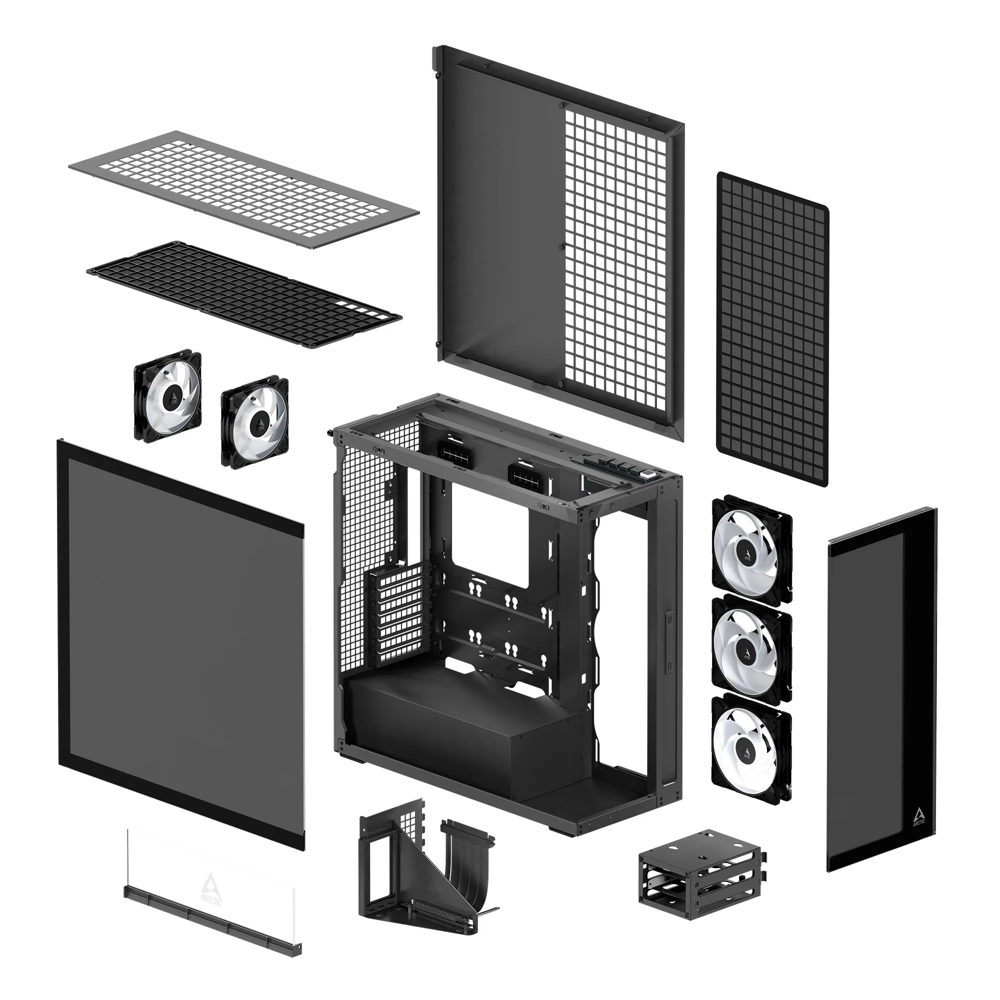Корпус Arctic Xtender VG Black(Tinted Glass) (ACPCC00016A) [Full Tower, 2×120 мм + 3×140 мм A-RGB, Черный]