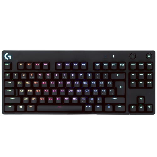 Клавиатура Logitech G Pro (920-009393) [механическая, проводная, RGB подсветка, Logitech GX Blue, черная]