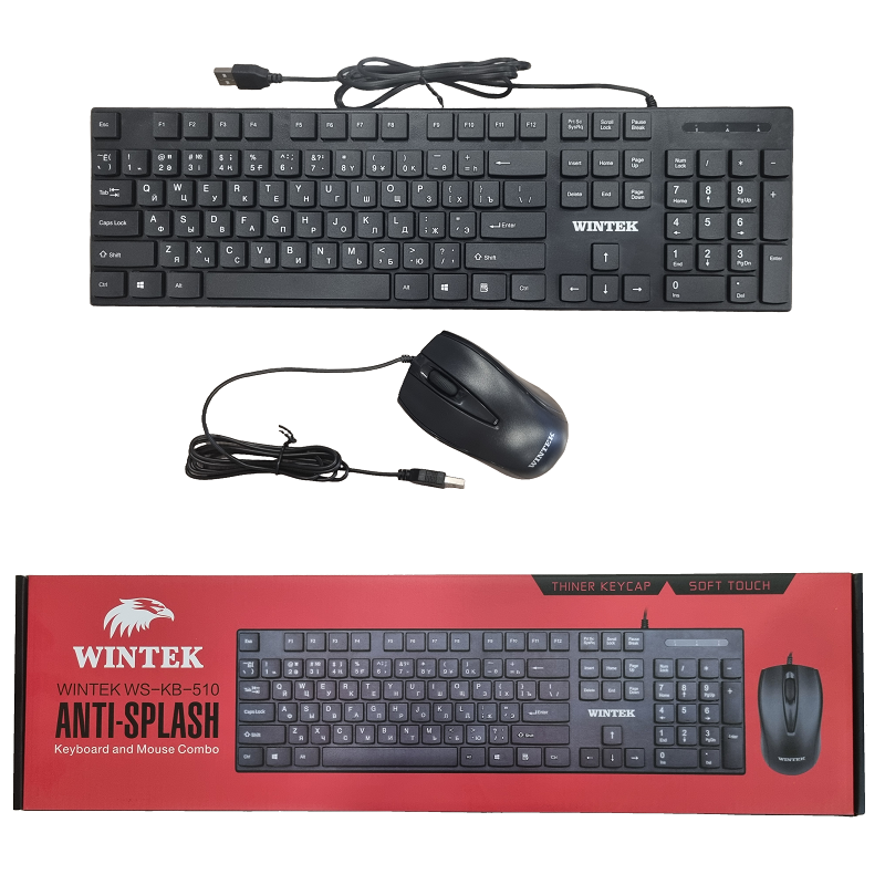 Клавиатура+мышь Wintek WS-KB-510 [мембранная, проводная, черная]
