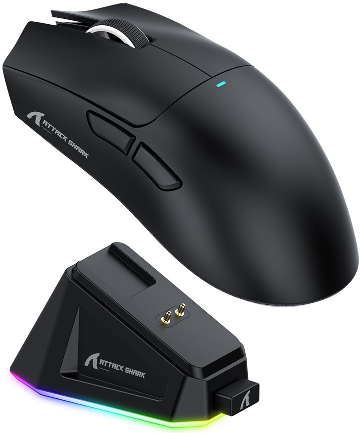 Мышь Attack Shark X11 (X11 Black) [беспроводная, светодиодная, 22000 DPI, 1000 Гц подсветка, черная]