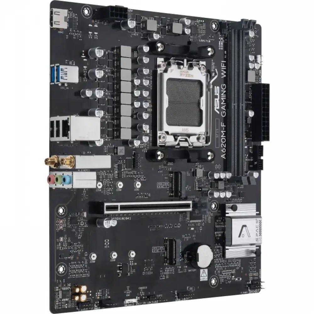 Материнская плата Asus A620M-F GAMING WIFI (A620M-F GAMING WIFI) [AM5, AMD A620, 2xDDR 5, 2xM.2, 1xPCI-E x16, Micro-ATX]