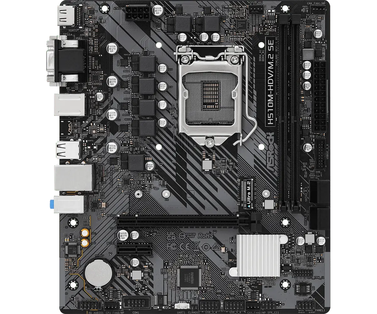 Материнская плата ASRock H510M-HDV/M.2 SE, LGA 1200, Intel H510, 2xDDR 4, 1xM.2