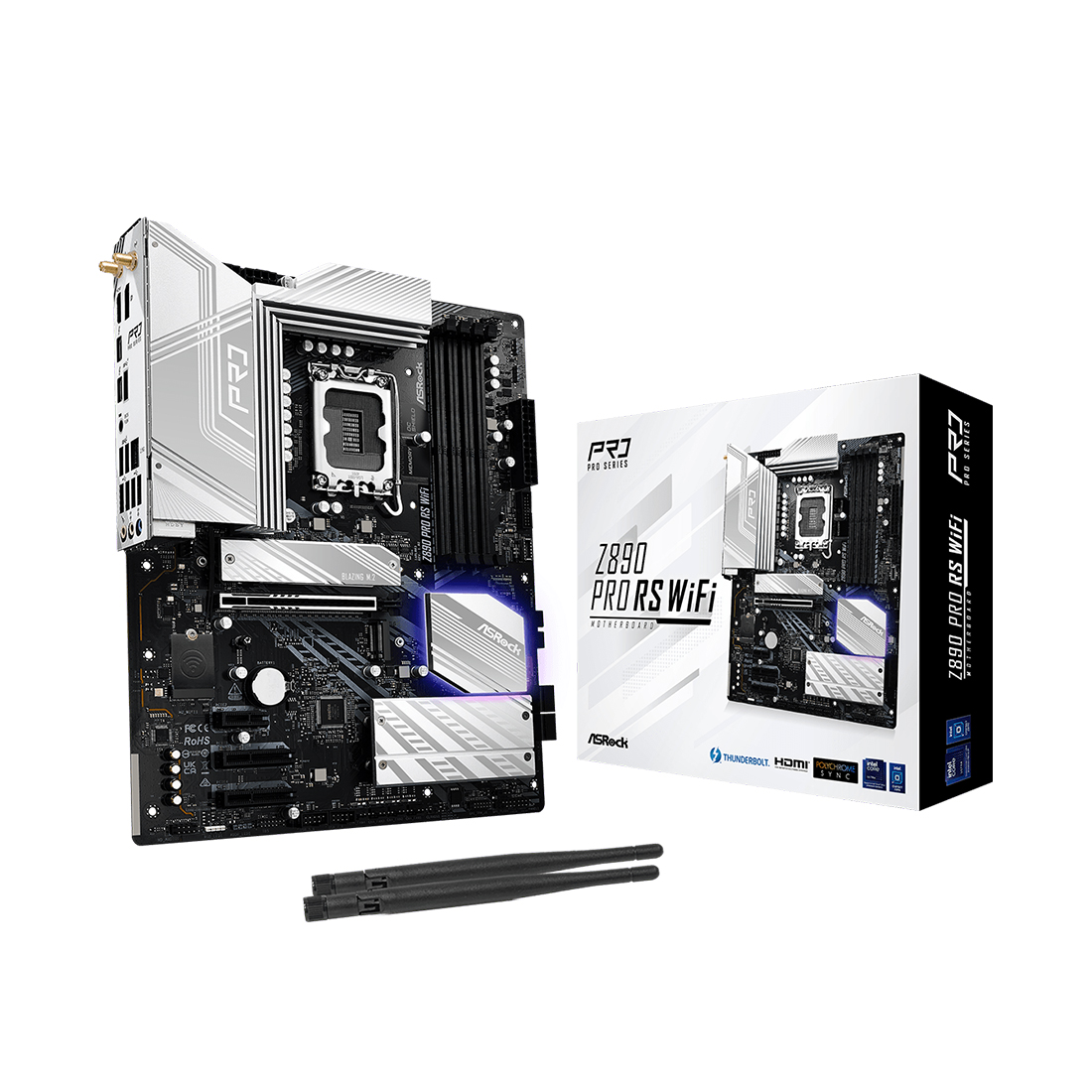 Материнская плата ASRock Z890 PRO RS WIFI [LGA 1851, Intel Z890, 4xDDR 5, 4xM.2, 1xPCI-E x16, Standard-ATX]