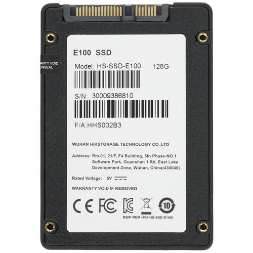Твердотельный накопитель SSD Hikvision HS-SSD-E100/128G, [128 ГБ, 2.5" SATA III, чтение: 550 МБ/с, запись: 430 МБ/с, 3D V-NAND]